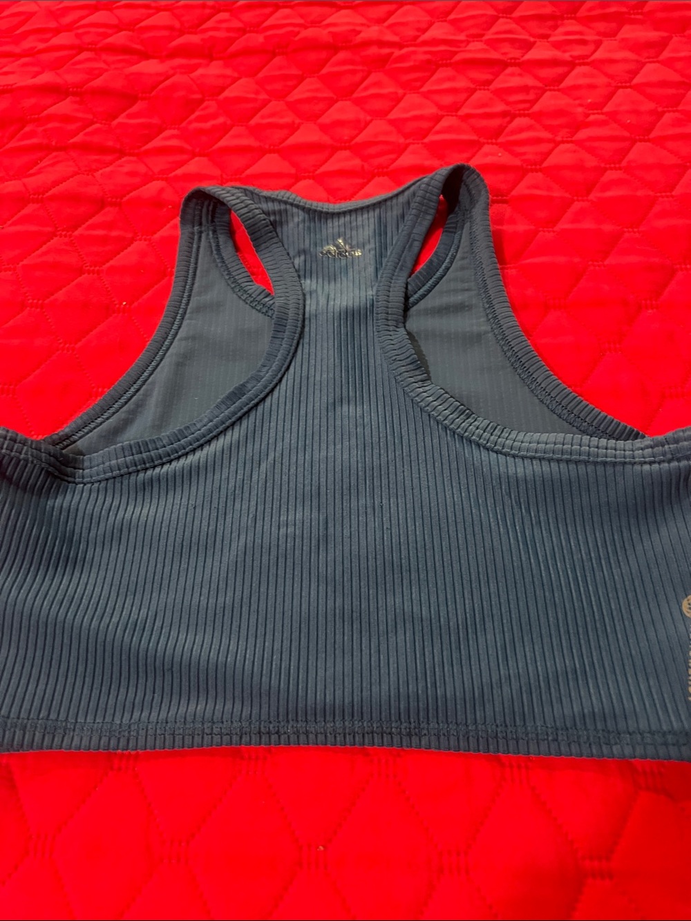 adidas Teal Blue Ribbed Racerback Crop Top - Picture 3 of 6